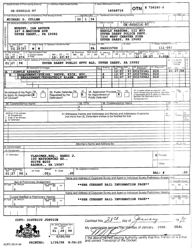 Arrest Record